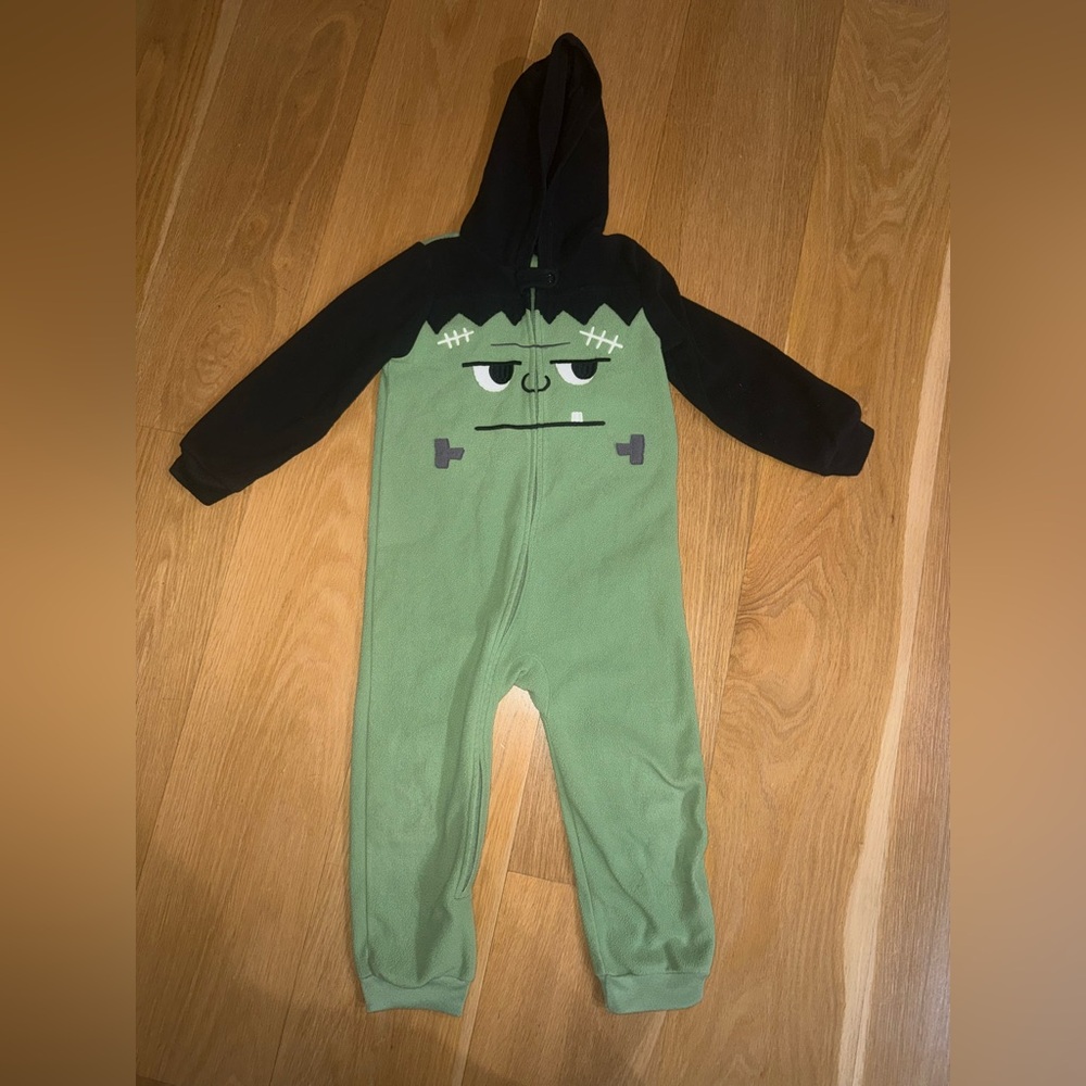 Carter's Green and Black Monster Footie